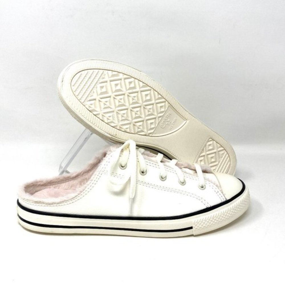 💖MEGA SALE💖Converse Womens  569547C CTAS DAINTY Mule Slip Egret Faux  Fur Sand - Picture 7 of 10